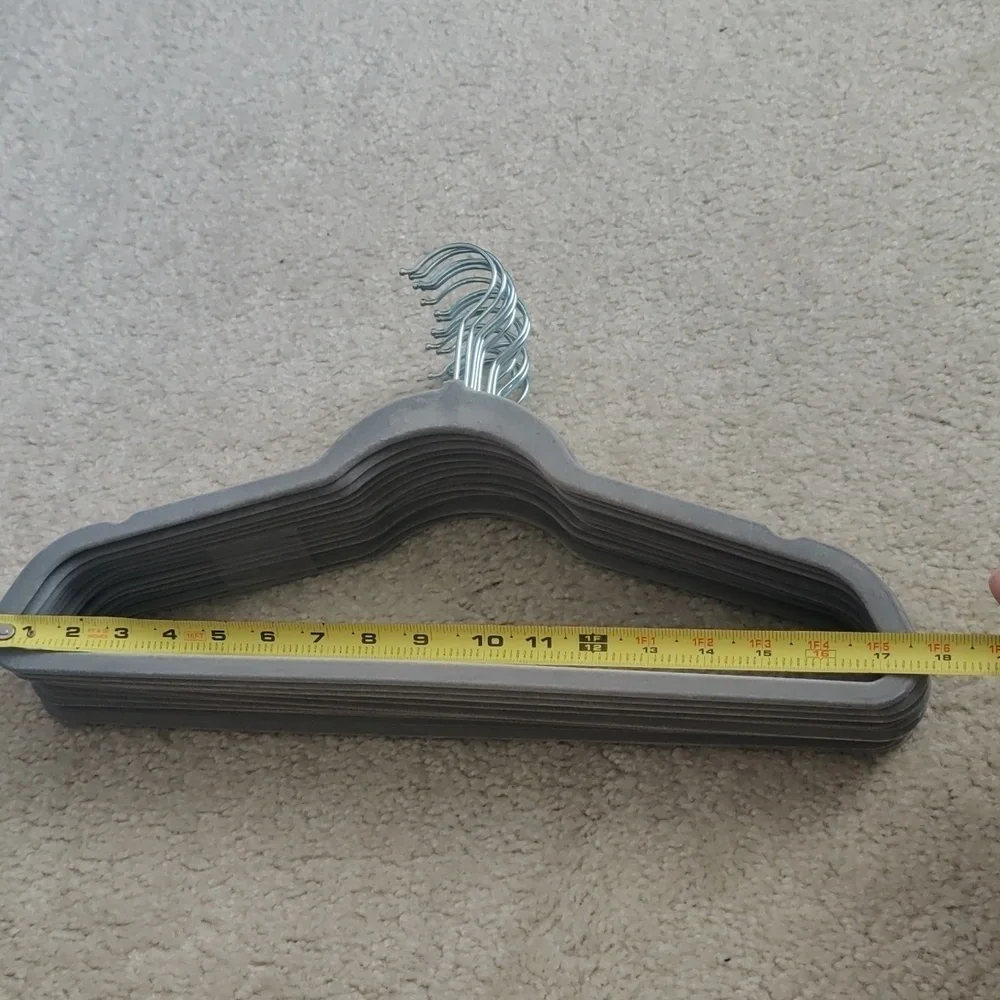 Lot Of 15 Gray Non-Slip Velvet Clothes Adult Size Hangers Organizetional Storage